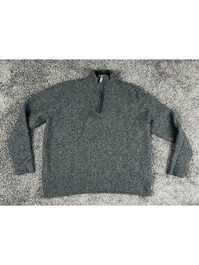 Enzo Mantovani Mens XL Quarter Zip Sweater Gray 100% Wool Pullover Mock Neck